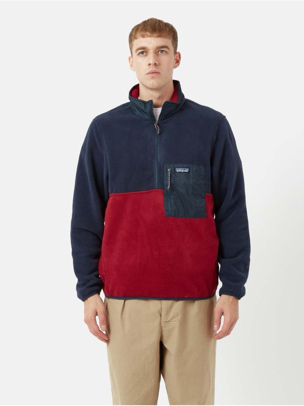 Patagonia Men’s Synchilla Snap-T Fleece Pullover Medium Navy Red Colorblock